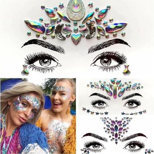 Beautiful Eye Accessories Body Art Makeup Tools DIY Crystal Glitter Eye Tattoo Sticker Decoration For Show Party Stage Cosmetic