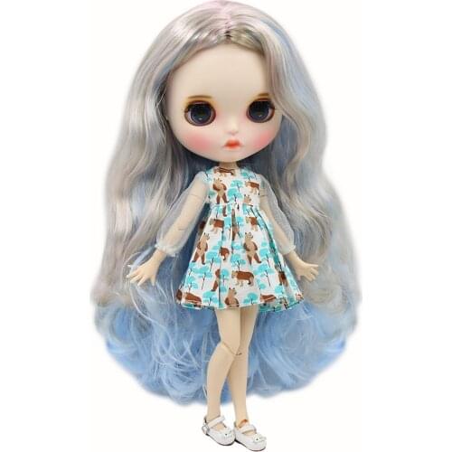 ICY DBS Blyth doll 1/6 Joint Body hand painted matte face white skin Dreamy mixed color long curly Manual eye parts BJD SD