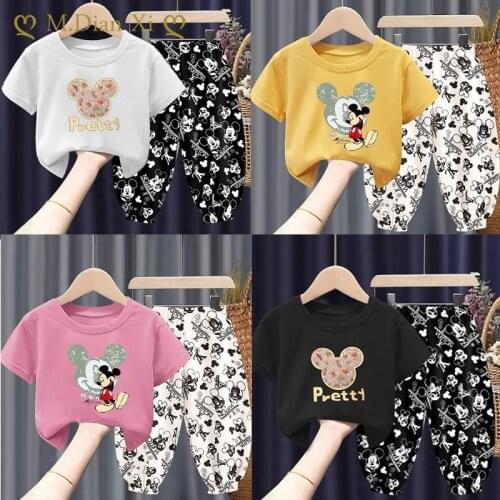 Boys and Girls Summer Short-sleeved Trousers Baby Summer Two-piece Fashionable Western-style Childrens Mosquito Pants