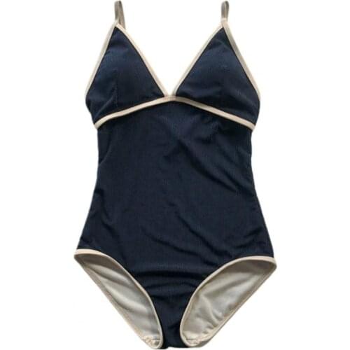 Summer Women Deep V Neck Solid Color Skinny Monokini One Piece Swimsuit Swimwear