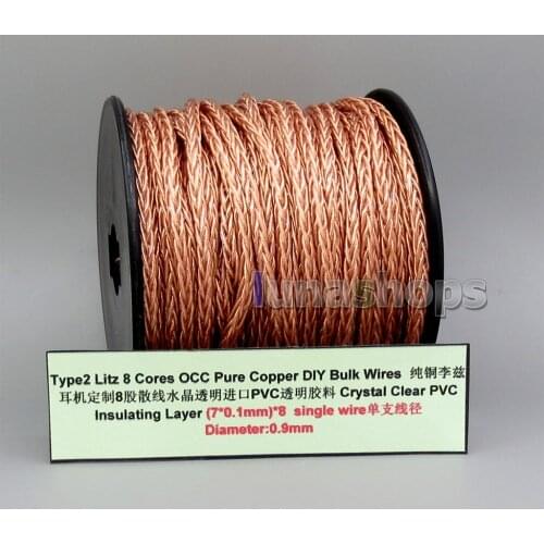 LN006145 Type2 Copper Litz 8 Core Pure OCC Silver Plated Bulk Wire For Custom DIY Shure Fostex QDC Earphone Headphone