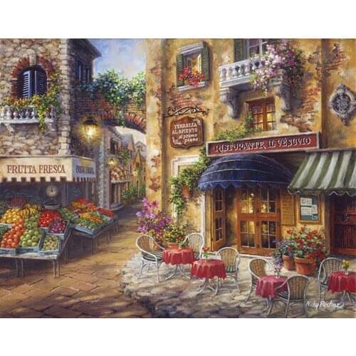 A small restaurant on the street fashion Needlework,DIY Cross stitch,For Embroidery kits,Cross-Stitching Crafts home decor