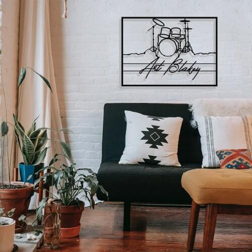 MIGNATIS Jazz Music Drums and Art Blakey Framed Design Metal Wall Decor - Kitchen Wall Decor, Office, living Room