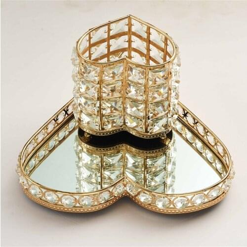 Fashion Crystal Makeup Brush Storage Tube Heart Shape Eyebrow Pencil Lipstick Organizer
