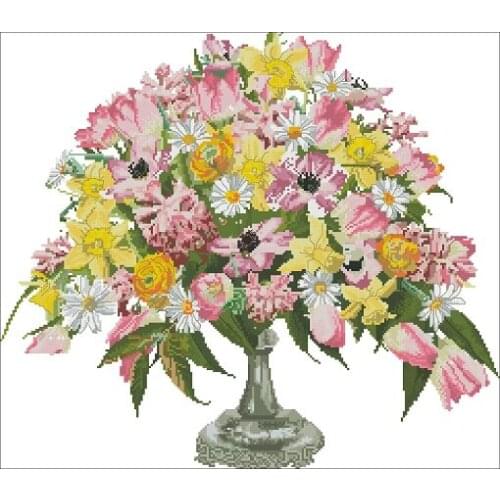 Cross stitch kits genuine long-staple cotton from Egypt with needle- kit TG 1084 - Spring vase