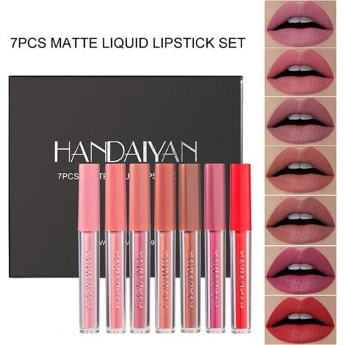 New 7pcs/set Ultra Velvet Matte Sexy Liquid Lipstick Waterproof Long Lasting Lipgloss Women Fashion Lip Glosses Makeup with Case