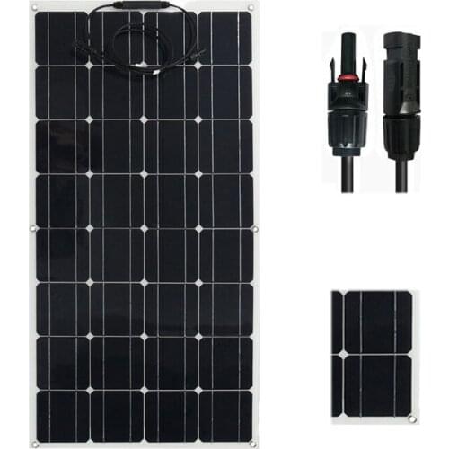PET material flexible solar Panel 100w 18V 12V 32pcs solarcell 125mm*125mm lenght 90cm