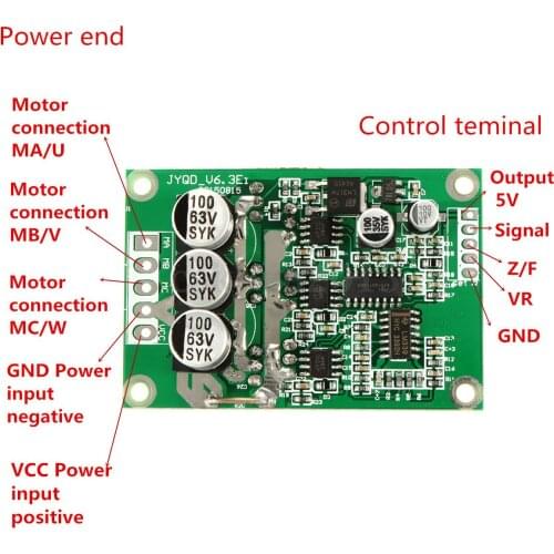 DC 12V 24V 36V 500W Brushless Motor Drive Board Balanced Car BLDC Controller