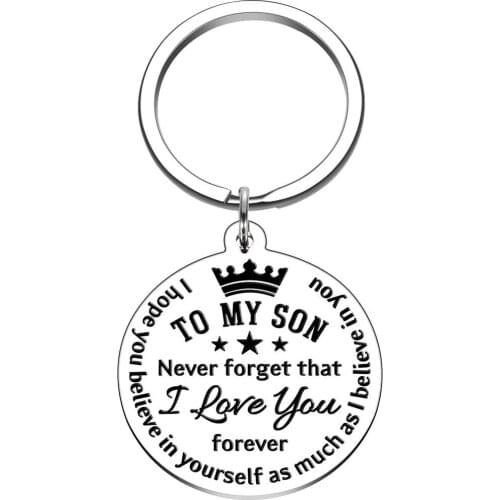 To My Son/Daughter Inspirational Gift Keychain from Dad Mom Love You Forever Birthday Graduation Christmas Gift for Boys Teenage