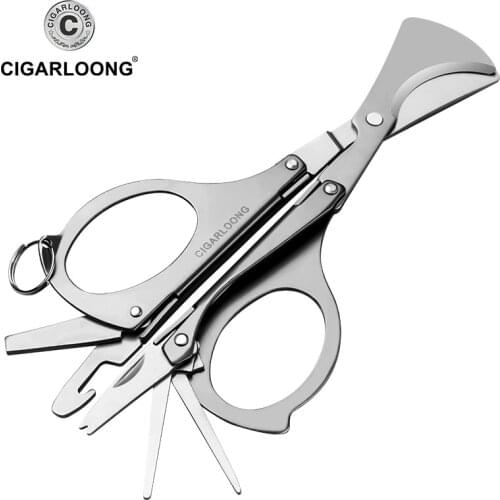 Portable folding multi-function cigar cutter suitable for all sizes CC-0305