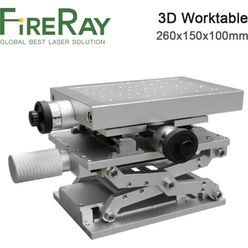 FireRay 3D Worktable 1064nm Fiber Laser Marking Engraving Machine Lift 3 Axis Moving Table Portable Cabinet Case XYZ Table