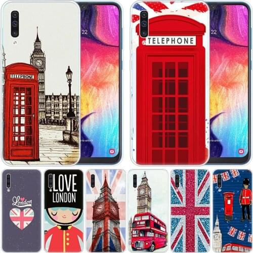 Luxury Soft Case london bus england telephone for Samsung Galaxy A50 A70 A80 A40 A30 A20 A10 A20E A2 CORE A9 A8 A7 A6 Plus 2018