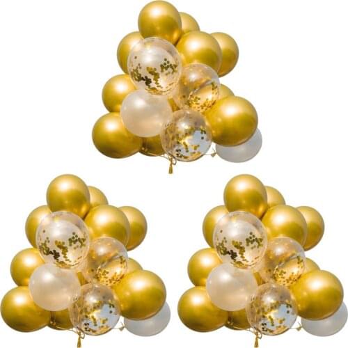 Confetti Balloons Metallic Golden White Balloons for Wedding Bridal Shower Birthday Anniversary Party Decoration