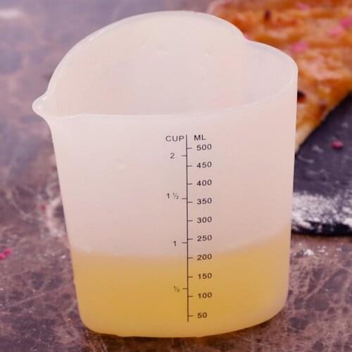Silicone Kitchen Measuring Cup 500ml Lightweight Pouring Jug Heart Shape Measurement Cup Dining Baking Supplies