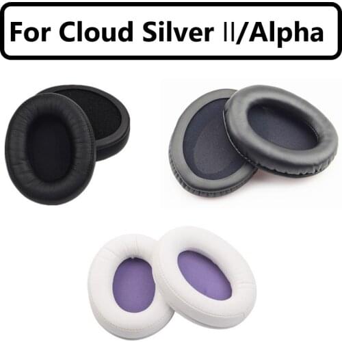 Replacement Earpads for Kingston Cloud Silver II /alpha Headphone Ear Pads High Grade Protein Leather Cloud II Cushion Earmuffs