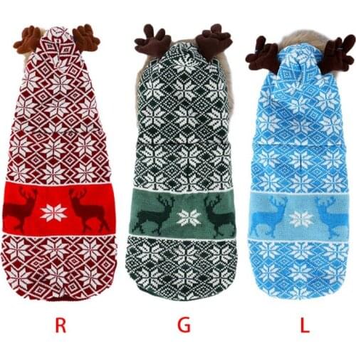 Warm Cartoon Sweater Dog Clothes Reindeer Halloween Christmas Cosplay Elk Costume Dog Hoodie Coat Puppy Jacket Pet Clothes