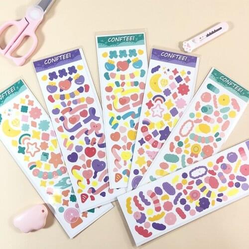 Yisuremia 6pcs/Lot Kawaii Coloured Ribbon Sticker Stars Moon Stickers For Decorate Photoes Journal Planner DIY School Stationery
