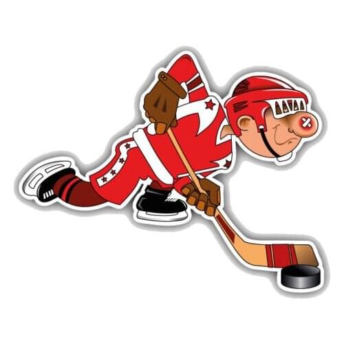12.7CM*10CM Cute Cartoon Boy Hockey Player PVC Motorcycle Car Sticker 11-00012