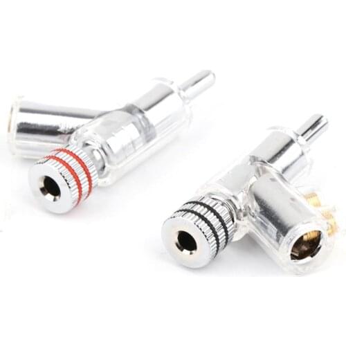 2 Pcs Pure Copper Gold Plated Self-Locking Speaker Cable Banana Plug Connector Audio Amplifier Y-Shaped Gun Type Banana Adapter