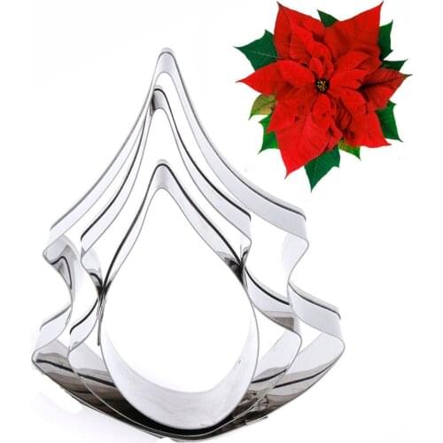 3pcs/set Stainless Steel Poinsettia Flower Cookie Cutter 3D Fondant Sugarcraft Biscuit Baking Mold Cake Decorating Tools