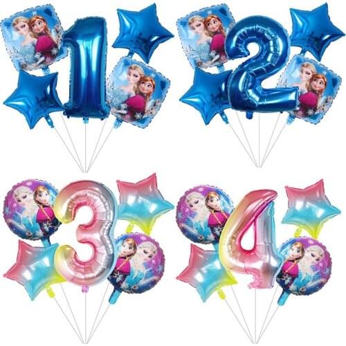 5Pcs Princess Elsa Foil Helium Balloons 30inch Number Baby Shower Birthday Party Decoration Balloons Kids Birthday Air Globos