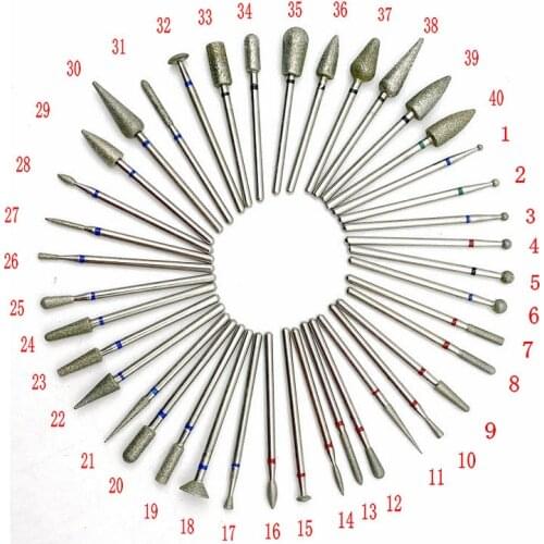 1pc Diamond Nail Drill Bit For Manicure Cutter Dental Diamond Grinding Polish Burs Dental Lab Polisher 2.35mm Shank