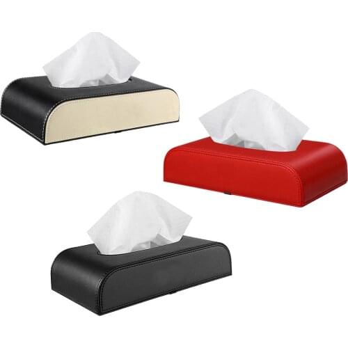 Auto PU Leather Tissue Box Holder for Office Decor Accessories