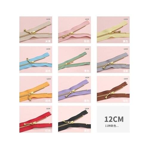 Free shipping 11pcs/lot 11 colors 12cm gold teeth zipper metal zipper water head diy craft bag zipper closed end zipper