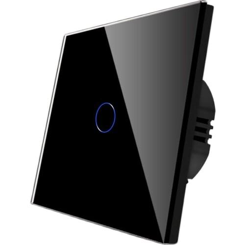 Bingoelec Modern Wall Touch Sensor Switch, EU Standard Light Switch, 1 Gang 1 Way, Crystal Glass Panel，Single Live Wire, 500W