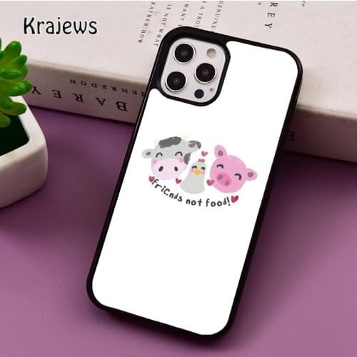Friends not Food Vegan Quote phone Case For iPhone 5 SE 2020 6S 7 8 Plus 12 mini 11 Pro X XR XS Max Samsung S9 S10 coque Cover