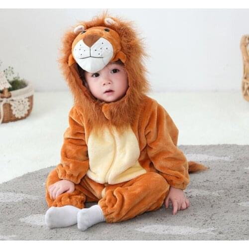 Baby Lion King Kigurumi Pajamas Clothing Newborn Infant Romper Animal Onesie Cosplay Costume Outfit Hooded Jumpsuit Winter Suit