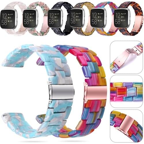 For Versa Resin Strap Double Butterfly Clasp Band Strap Fashion Printing Replacement Strap For Fitbit Versa/Versa Lite Watch