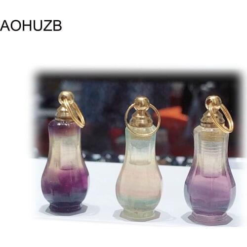 Gemstone Rainbow Flourite Stone Perfume Bottle Pendant Necklace Lady Wedding Jewelry Natural Crystals Quartz High Quality Gift