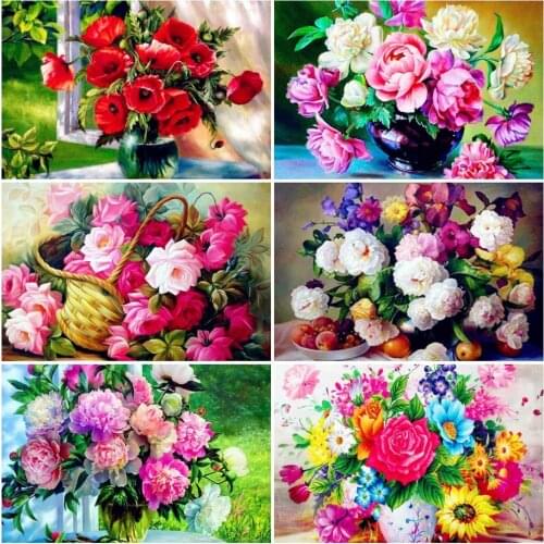 Evershine 5D Diamond Mosaic Flower Diamond Painting Full Drill Square Flowers Rhinestones Pictures Diamond Embroidery Scenic