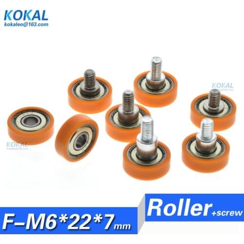 [F0622-7]1PCS factory directly M6 screw POM orange flat type 626zz 626 ball bearing wheel hardware fitting pulley M6*22*7mm