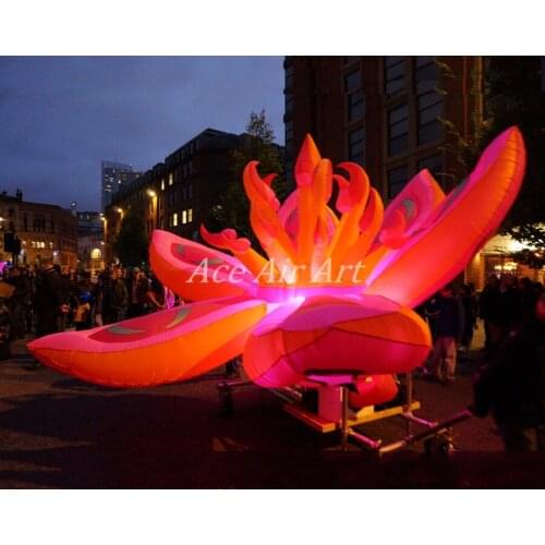 Giant red inflatable flower decoration, wedding inflatable lotus flower,lotus model with lighting for sale