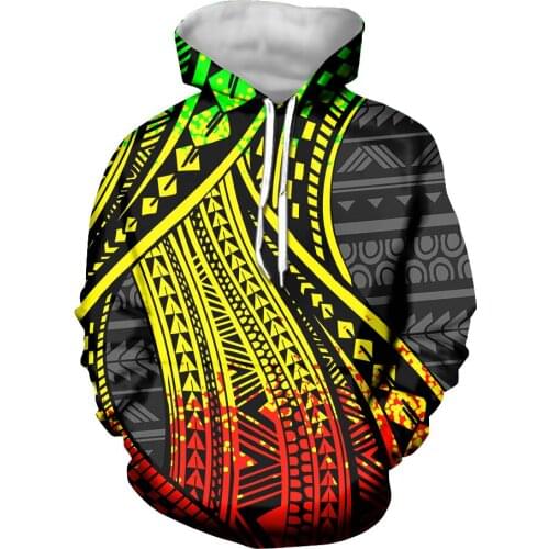 HYCOOL Hawaii Fashion Green Yellow Oversized Hoodies E-girl Vintage Solid Tribal Long Sleeve Black Sweatshirts Autumn Outfits