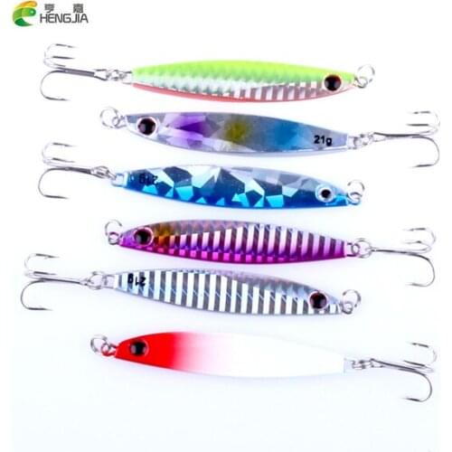 HENGJIA 7PCS 21g Metal Lure Fishing Spoon Sea Fishing Hard Lure SliceJig Bait Spoon Fishing Tackle Metal Jigging