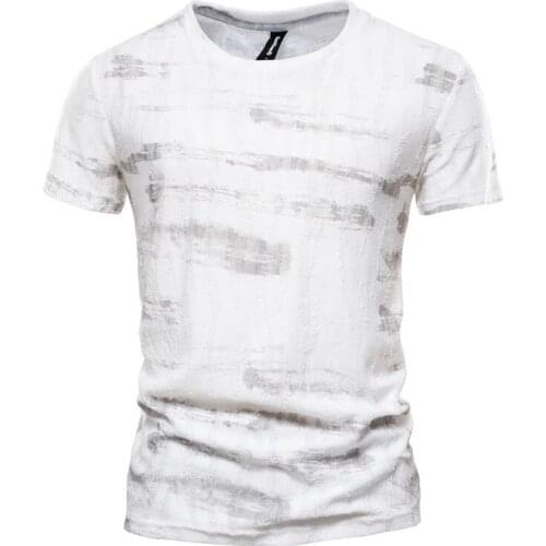 2021 New Printed T-shirt Mens Casual Personality Cotton Short Sleeve Graffiti Mens Trend Hole T-shirt