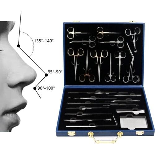 Rhinoplasty Kit Stainless Steel 23pcs Nasal Scissors Septum Nose Needle Holder For Rhinoplasty Surgical Instruments And Tools