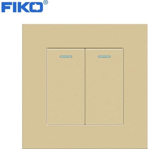 FIKO wall light switch,2gang 1/2/3way 16A 250V flame retardant PC panel white/black/gold/gray/sliver 86mm*86mm rocker switch