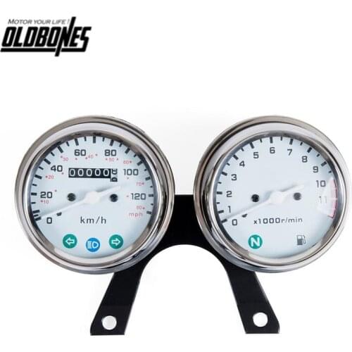 New Stainless Steel Motorcycle Mechanical Odometer Speedometer And Engine Speed Instrument Cafe Racer