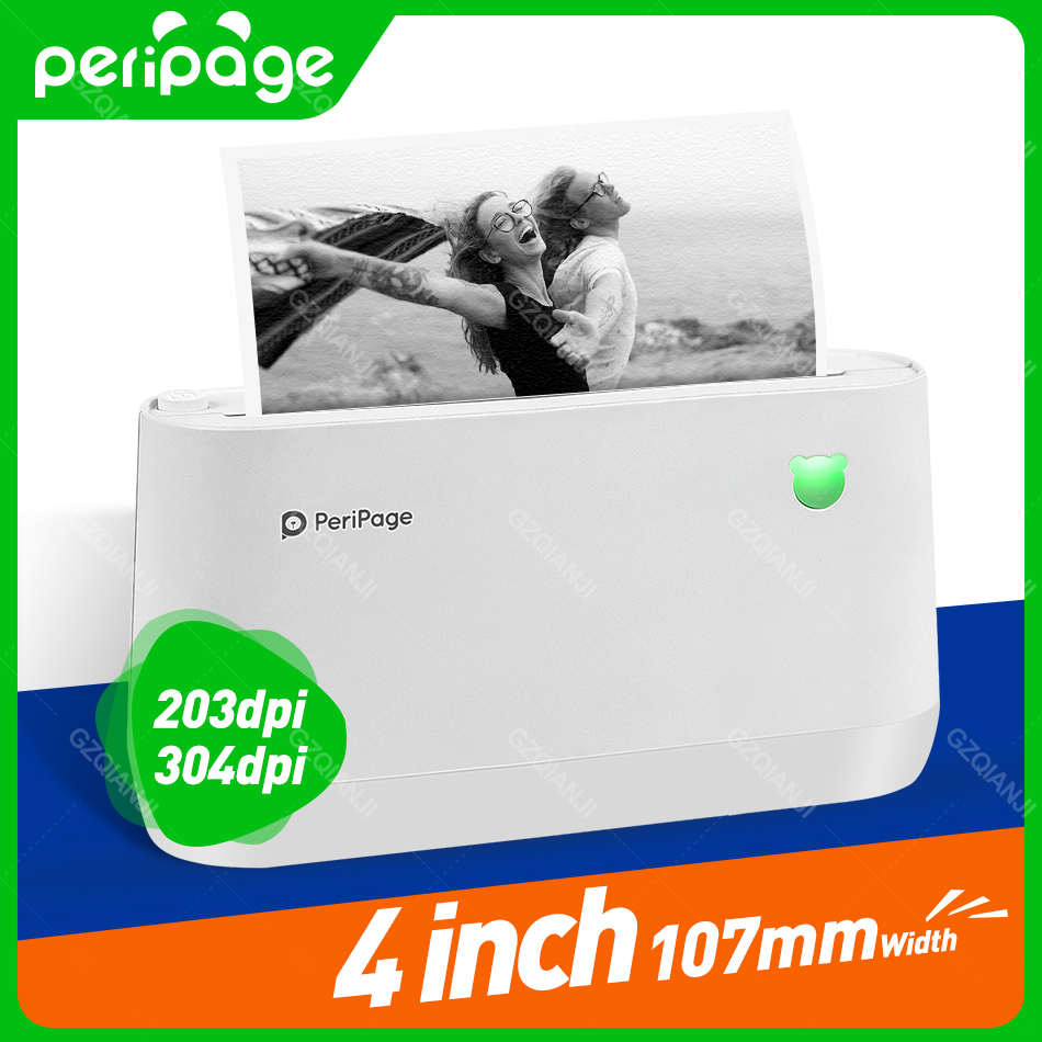 PeriPage A9(s) Max 4" Portable Thermal Bluetooth Printer Thermal Photo Label Receipt Sticker Mini Printer 107mm