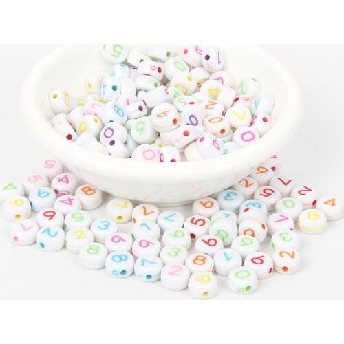 200Pcs Mixed Colorful Number Acrylic Beads 7mm For Jewellery Marking Loose Spacer Beads Bracelet Necklace Charm Jewelry Finding
