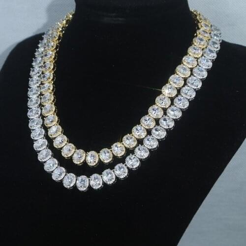 Luxury oval 5A Crystal Choker Necklace New Elegant Dazzling CZ Tennis Chain Necklace For Men Jewelry Clavicle Chain Necklace