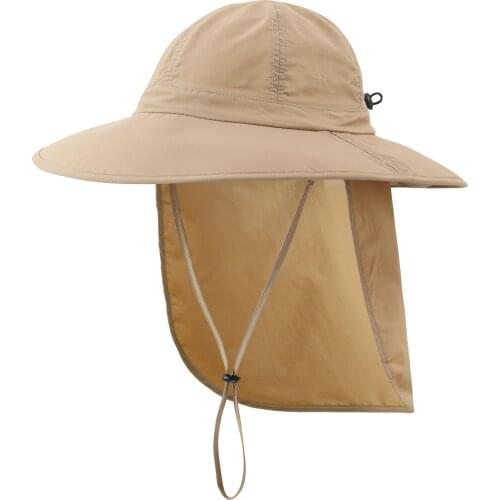 Connectyle Mens UV Sun Hat Lightweight Large Wide Brim Adjustable With Neck Flap UPF 50+ Sun Protection Fishing Hat