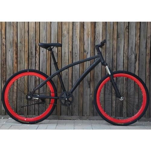 Single Speed 26 Inch Road Bicycle Fixed Gear Shock Absorber Cycling Color Retro Adult Student Bike Personality Design