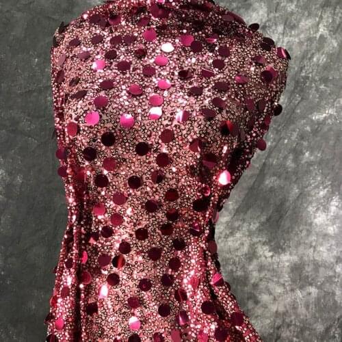 Wine red Sequin Cloth fabric For Women Dress DIY Sewing Materials Sequin Lace Fabric