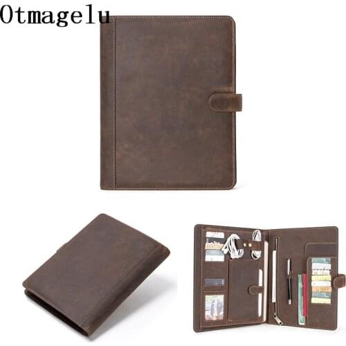 Retro Tablet Protective Cover For Apple ipad macbook 10.5" Tablet bag multifunction Cowhide Leather Case Portable storage bag