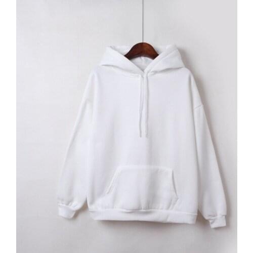 Women Hooded Lady Sweatshirt Women Plus Size Lady Casual Solid Color Pullover Polyester Pink Black White Gray Clothes Winter